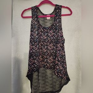 Tank with knit see through back